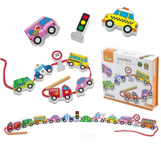 Medinis vėrimo žaidimas | Transporto priemonės | Montessori | Viga 59851N