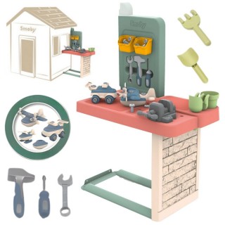 Žaidimų dirbtuvių stalas | Priedas nameliui Smoby Life su įrankiais | Smoby 810928