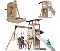 Medinė žaidimų aikštelė | su čiuožykla ir sūpynėmis Malik | AXI A030.502.90