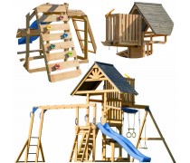 Medinė žaidimų aikštelė | su čiuožykla ir sūpynėmis | AXI A030.504.30