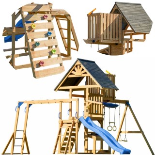Medinė žaidimų aikštelė | su čiuožykla ir sūpynėmis | AXI A030.504.30