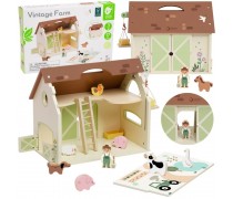Medinė ferma su figūrėlėmis | Vintažinio stiliaus 17 dalių | Classic World CW50656
