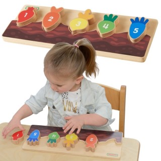 Medinė lavinamoji dėlionė | Rūšiuoklis daržovės ir skaičiai | Masterkidz ME30238