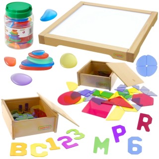 Edukacinė sensorinė LED šviesos dėžė su priedais | Lavinamoji | Masterkidz MK0013