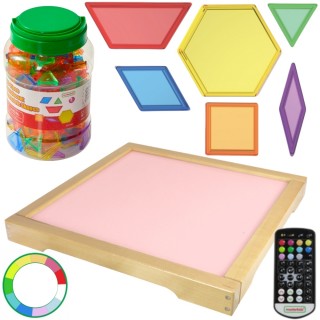 Šviesos stalas | LED su pulteliu ir Montessori kaladėlėmis | Masterkidz MK0014