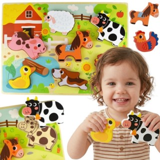 Medinė dėlionė | Montessori ūkio gyvūnai | Tooky Toy TH636B Medinė dėlionė | Montessori ūkio gyvūnai | Tooky Toy TH636B