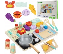 Medinė virtuvėlė | su priedais | Tooky Toy TJ453