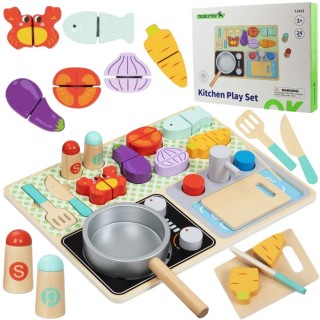 Medinė virtuvėlė | su priedais | Tooky Toy TJ453