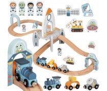 Medinė traukinio trasa | Kosminė stotis ir figūrėlės | Tooky Toy TJ796