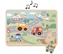 Medinė interaktyvi dėlionė | Transporto priemonės | Tooky Toy TL064N Medinė interaktyvi dėlionė | Transporto priemonės | Tooky Toy TL064N