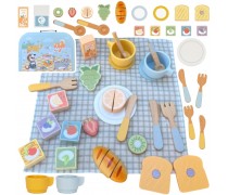 Medinis pikniko rinkinys | lagamine su pjaustomais vaisiais | Tooky Toy TP523 Medinis pikniko rinkinys | lagamine su pjaustomais vaisiais | Tooky Toy TP523