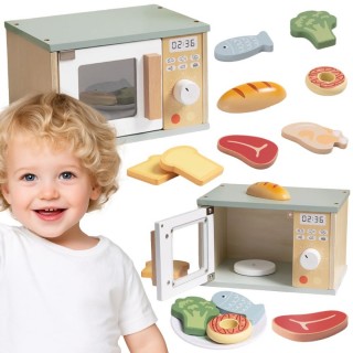 Medinė mikrobangų krosnelė | su maisto produktais | Tooky Toy TP525