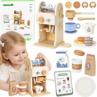 Žaislinis medinis kavos aparatas | Baristos rinkinys | Tooky Toy TP546