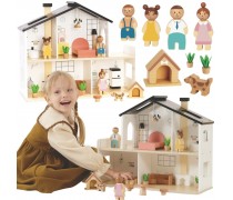 Medinis lėlių namelis | su baldais ir figūrėlėmis, 20 dalių | Tooky Toy TP548