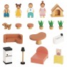 Medinis lėlių namelis | su baldais ir figūrėlėmis, 20 dalių | Tooky Toy TP548