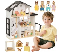 Medinis lėlių namas | su baldais | Tooky Toy TP549