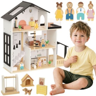 Medinis lėlių namas | su baldais | Tooky Toy TP549