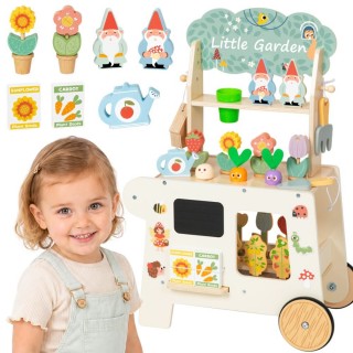 Medinis sodo vežimėlis - parduotuvėlė | Montessori, 57 dalys | Tooky Toy TP567