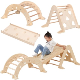 Medinė žaidimų aikštelė 3in1 | Montessori | Viga VG0002 Medinė žaidimų aikštelė 3in1 | Montessori | Viga VG0002