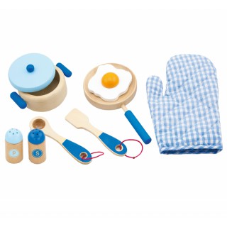 Žaislinis medinis pusryčių rinkinys | Mėlynas | Viga 50115