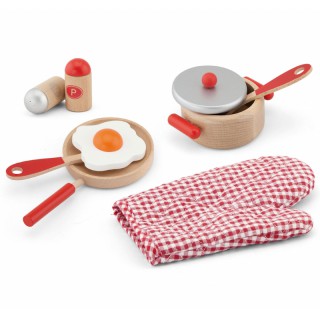Žaislinis medinis pusryčių rinkinys | Raudonas | Viga 50721