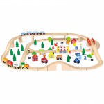 Žaislinė medinė traukinių trasa 90 elementų | Viga 50998