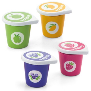 Žaisliniai 4 mediniai jogurtai indeliuose | Viga 50809