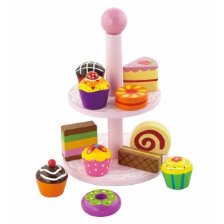 Žaislinis medinis serviravimo indas su pyragėliais | Viga 59893