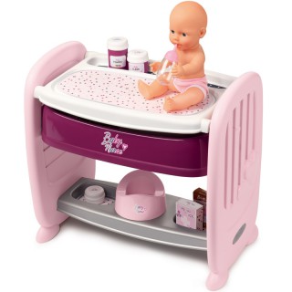 Lėlės priežiūros rinkinys | Lėlė, lovytė ir vystymo stalas su priedais 2in1 | Baby Nurse | Smoby