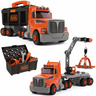 Žaislinis sunkvežimis su kranu, įrankių dėže ir įrankiais 3in1 | Smoby
