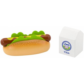 Žaislinis medinis dešrainis su pienu | Hot Dog with Milk | Viga 51601