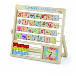 Medinė edukacinė lenta vaikams | Raidės - skaitliukai - laikrodis | Alphabet | Viga 50033