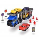 Žaislinė mašina vilkikas 30 cm su 5 metalinėmis mašinėlėmis ir kelio ženklais | Dickie 3745012 Mėlynas