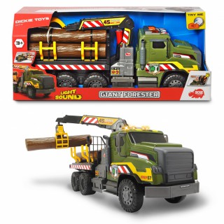 Žaislinis sunkvežimis - miškavežis 54 cm su kranu ir rąstais | Šviesos ir garso efektai | Dickie 3749026