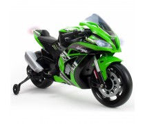 Akumuliatorinis motociklas su šviesos ir garso efektais - vaikams nuo 3 m. | Kawasaki Ninja 12V MP3 | Injusa 6495