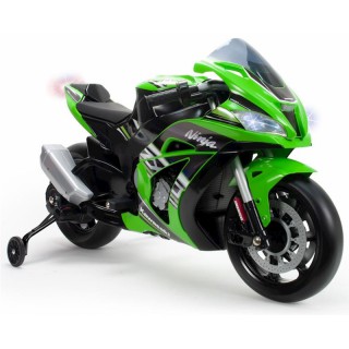 Akumuliatorinis motociklas su šviesos ir garso efektais | Vaikams nuo 3 metų | Kawasaki Ninja 12V MP3 | Injusa