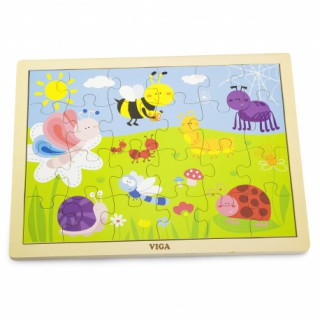 Žaislinė medinė dėlionė vaikams | 24 detalės | Vabzdžiai | Puzzle | Viga 50199