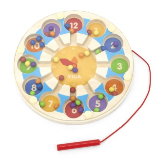 Žaislinis medinis magnetinis edukacinis laikrodis - labirintas | Viga 44560