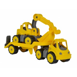 Žaislinis statybinių mašinėlių rinkinys vaikams | Vilkikas 41 cm ir ekskavatorius | Big