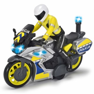 Žaislinis policijos motociklas 17 cm su figūrėle | Šviesos ir garso efektai | Dickie 3712018