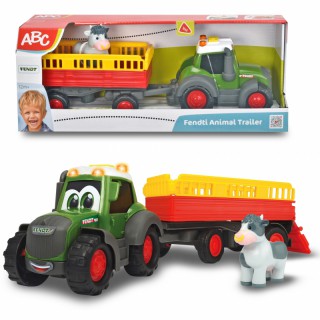 Žaislinis traktorius 30 cm su priekaba ir šviesomis | Happy Fendt Tractorr | Dickie 4115001