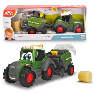 Žaislinis traktorius 30 cm su suspausto šieno ryšuliu | Happy Fendt | Dickie 4115000