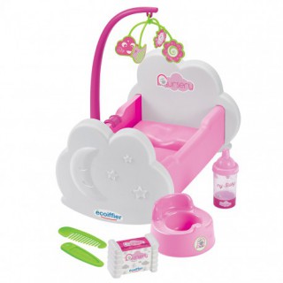 Žaislinė lėlės lovytė su karusele ir priedais | Nursery | Ecoiffier 2873