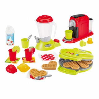 Žaislinis pusryčių rinkinys | Blyninė, kavos aparatas, maišytuvas ir priedai 24 vnt. | Ecoiffier 2524
