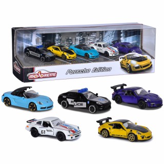 Žaislinių Porsche metalinių mašinėlių rinkinys 5 vnt. | Majorette | Sulamdyta dėžutė