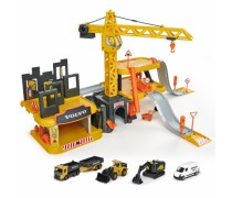 Žaislinė statybų aikštelė su kranu + 5 Volvo metalinės mašinėlės | Majorette