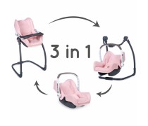 Žaislinė lėlės rožinė nešioklė, maitinimo kėdutė, sūpynė | 3in1 Maxi Cosi | Smoby