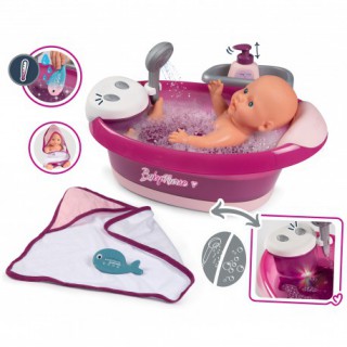Žaislinė lėlės vonelė su vandens masažu, dušu, šviesa ir priedais | Baby Nurse | Smoby