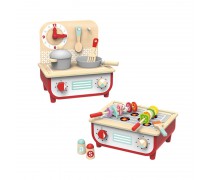 Žaislinė medinė virtuvėlė su kepsnine ir priedais | Tooky TF327