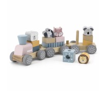Žaislinis medinis traukinukas su žvėreliais | PolarB | Viga 44015